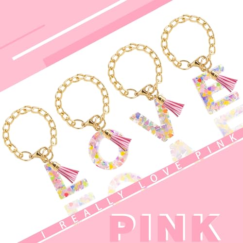 Initial Letter Keychain Charm for Tumbler Handle - Pink Letter A