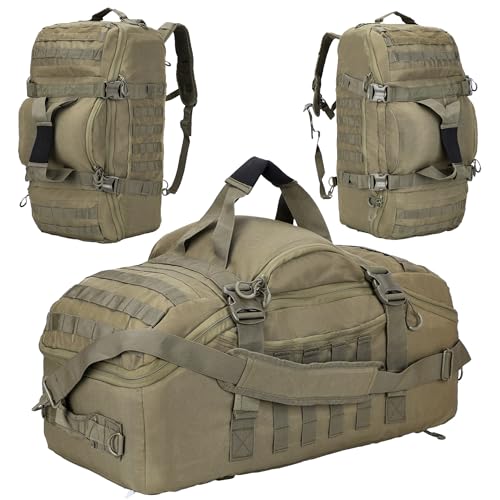 PAIWPHLI 80L Green 3-in-1 Tactical Gym Duffel Backpack Travel Sports Bag