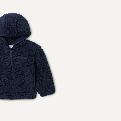 Toddler Boys Half Zip Sherpa Hoodie Sweatshirt with Kangaroo Pocket - Large Navy