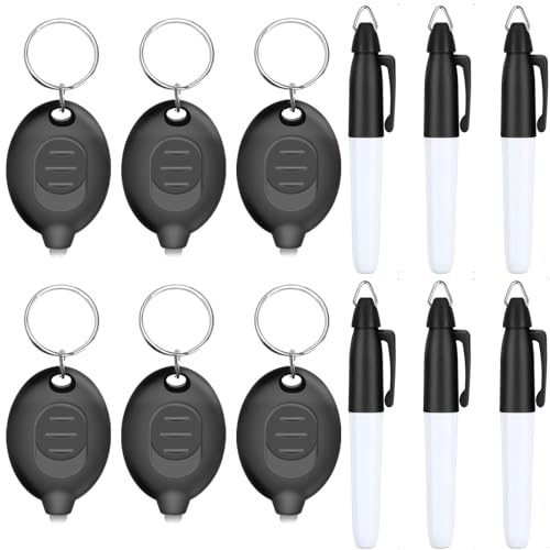 LED Keychain Flashlights & Black Marker Pens - 12PCS