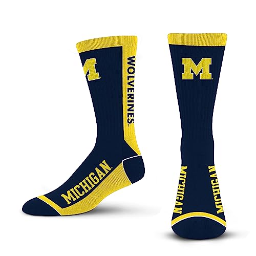 Michigan Wolverines MVP Crew Socks - For Bare Feet Officially Licensed, Large