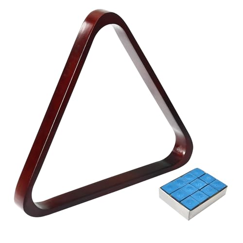 Solid Pinewood Pool Ball Rack - Burgundy Triangle Rack for 2-1/4" Balls