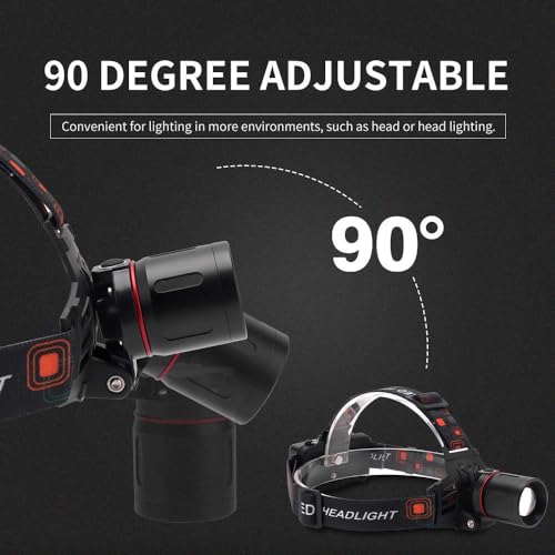 LUXNOVAQ Rechargeable Red LED Headlamp for Hunting - Adjustable, Waterproof