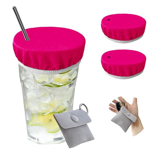 Reusable Drink Cover with Straw Hole - Rose Pink