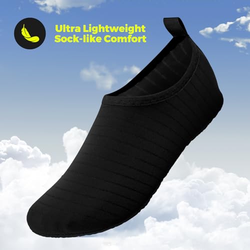 Quick-Dry Water Shoes for Men & Women - Black, 7.5-8.5 Women/6.5-7.5 Men