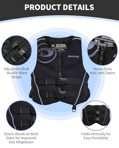 Neoprene Swim Vest for Adults - Grey, Large | Breathable & Adjustable