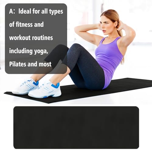 Non-Slip Extra Thick Yoga Mat - 1/4" High Density with Strap