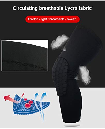 PISIQI Knee Pads Compression Sleeves, Black Large - Extended Leg Protection