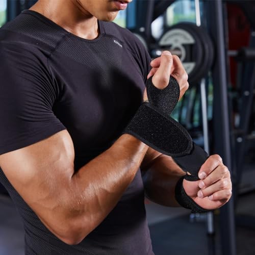 Adjustable Wrist Brace Compression Wraps for Carpal Tunnel - 2 Pack, Black