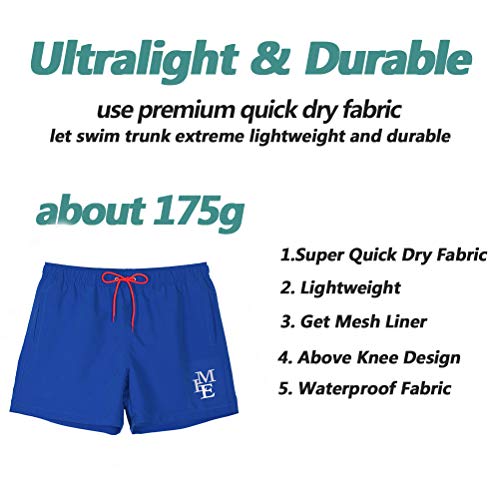 Men's Quick Dry Beach Shorts Swim Trunks with Mesh Lining - X-Large Acid Blue