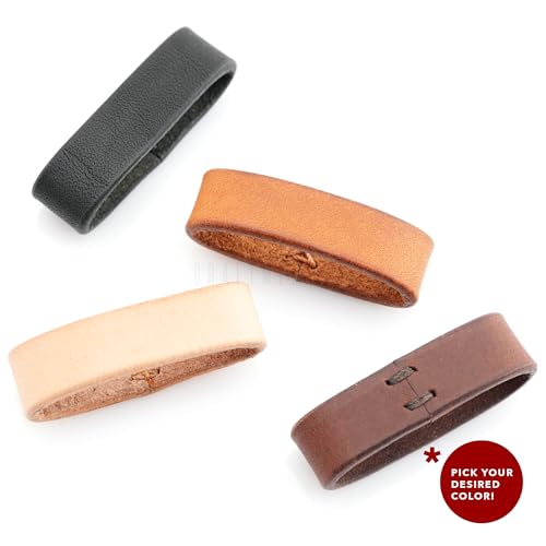 Craftmemore 1 Inch Leather Belt Loop Keeper – Genuine Full-Grain Leather, Black