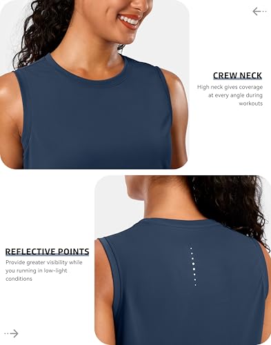 G Gradual Women's Navy Medium Sleeveless Workout Tank Top for Yoga & Running