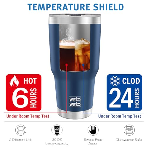 30oz Stainless Steel Tumbler with Lid - Navy Blue Travel Mug