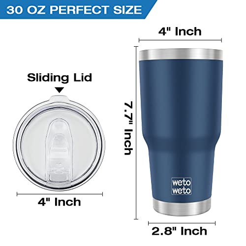 30oz Stainless Steel Tumbler with Lid - Navy Blue Travel Mug