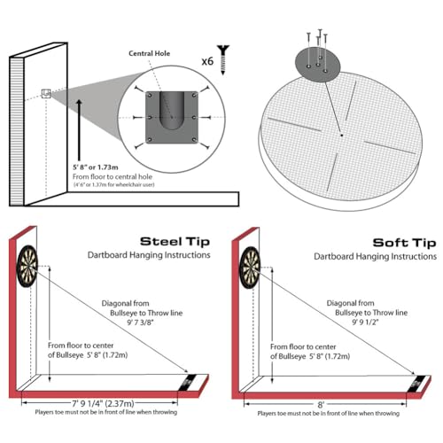 Dartboard Mounting Bracket Kit - Easy Install with Screws & Stabilisers