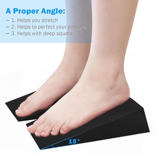 Foam Wedge Slant Board for Yoga - 2 Pcs Black Calf Stretcher