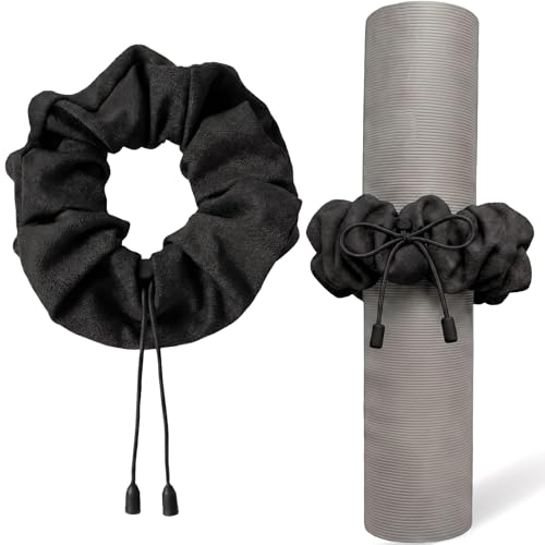 Adjustable Yoga Mat Scrunchie - Black Elastic Mat Strap & Hair Tie