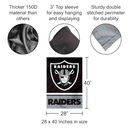Las Vegas Raiders Double-Sided Outdoor House Flag - 28 x 40 inches, Team Logo Banner