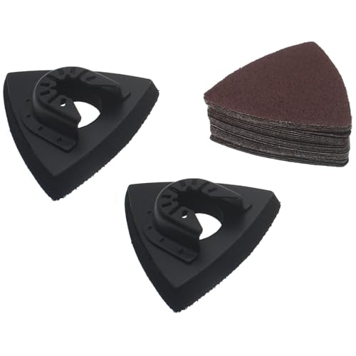 27 PCS Triangle Sanding Pad Kit 2 PCS 80 MM Triangle Oscillating Tool Sanding Pads and 25 Triangle Sandpaper for Sanding and Polishing Wood