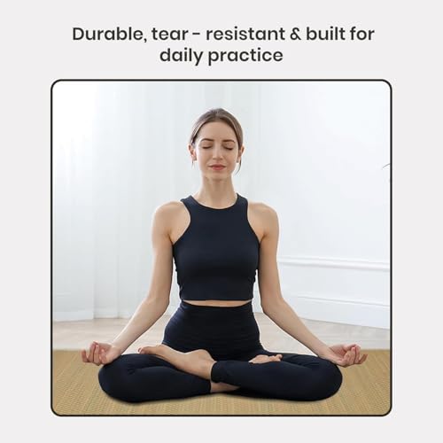 White Handmade Straw Yoga Mat for Exercise & Fitness - 72x24 Inch Eco-Friendly Reversible