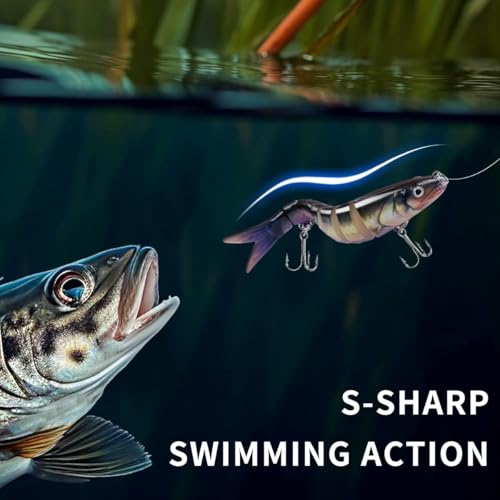 Topwater Bass Fishing Lure Kit - 5 Pack Multi-Jointed Swimbaits