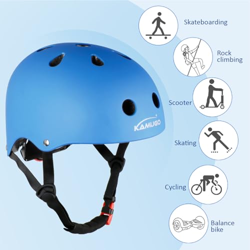 Kids Adjustable Helmet - Multi-Sport Safety for Ages 2-14 - Blue, Small