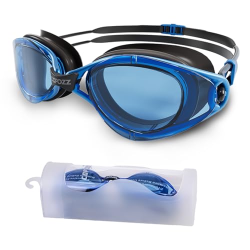 Swim Goggles with Blue Lens & Frame - Anti-Fog UV400 Protection