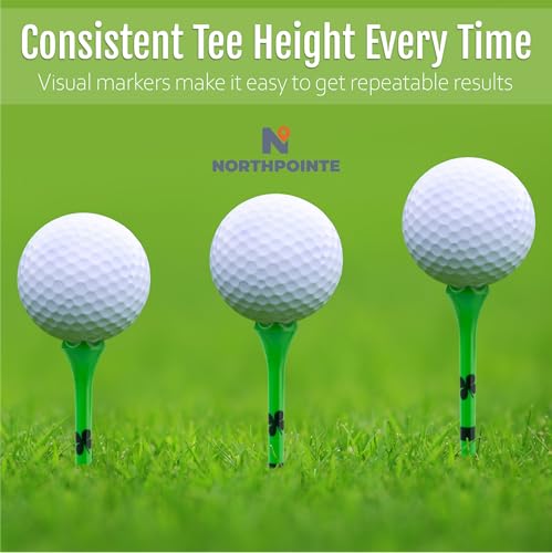 3 1/4 Inch Neon Green Golf Tees with Four Leaf Clover - 40 Pack