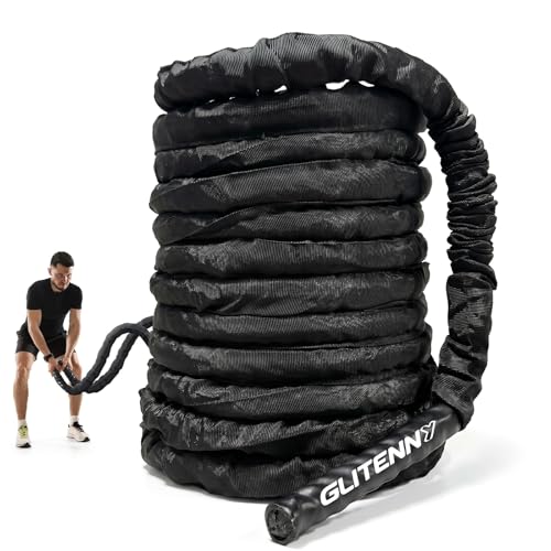 30ft 1-Inch Battle Rope - Heavy Workout Rope for Home Gym - Black