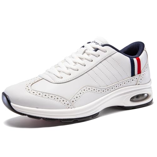 U.Ofeiy Men's White & Blue Lace-Up Golf Shoes - Anti-Slip Outdoor Sneakers