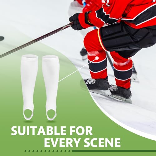 Unisex White Field Hockey Shin Guard Sleeves - 3 Pairs, Breathable & Durable