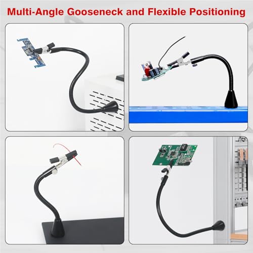 Magnetic Helping Hand, Soldering Helping Hands, 4 PCB Pillars Circuit Board Holder with Flexible Metal Arms Heavy Duty Base Electronic Repair Tool