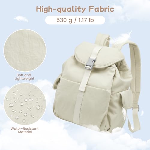 G4Free Small Women's Backpack - Beige Water-Resistant Nylon Daypack for Work & Travel