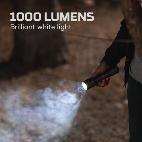 NEBO Newton Powerful LED Handheld Flashlight | AA Battery Powered Compact Waterproof Flashlight | Storm Gray | Available in 500, 1000, 1500 Lumens