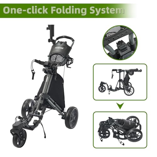Golf Push Cart 3 Wheel with 360 Swivel Front Wheel - Grey