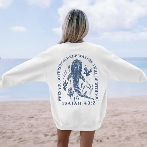 Christian Whale Shark Hoodie for Women - White, Medium