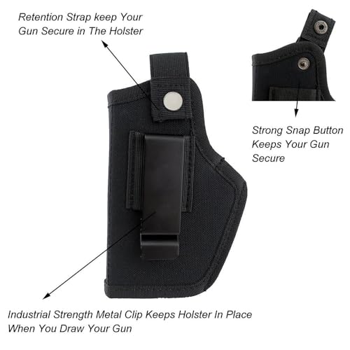 Concealed Carry Pistol Holster - Right/Left Hand - Black 1 Pack