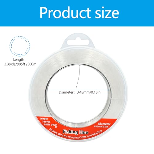 Clear Nylon Monofilament Fishing Line - 0.45mm 985ft Invisible Crafting Wire