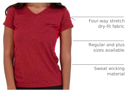 Women's Dry-Fit V-Neck T-Shirt - 5 Pack Activewear (Plus Size)