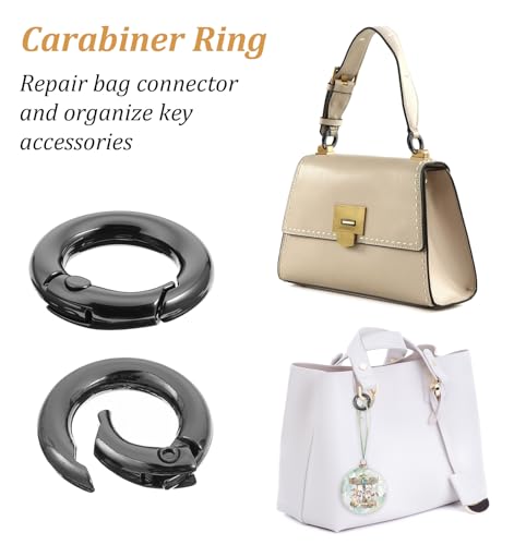 20Pcs Mini Carabiner Clips - 0.67in Black Zinc Alloy O Rings