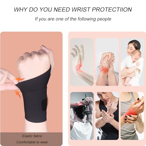 Ultra-Thin Adjustable Wrist Brace for Pain Relief & Support - Black 2pcs