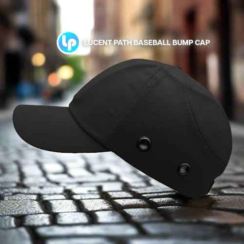 Black Baseball Safety Bump Cap - 100% Cotton, Impact-Resistant ABS Shell, Dual-Layer Padded Foam, Breathable, Adjustable Head Protection Hard Hat Cap