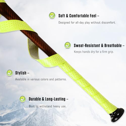 Non-Slip Baseball Bat Grip Tape - Optic Yellow, 1.1mm Thickness