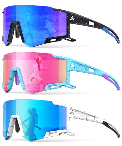CIFOYA Kids Baseball Sunglasses – Ocean Wave Multicolor, Youth Sports Wrap-around