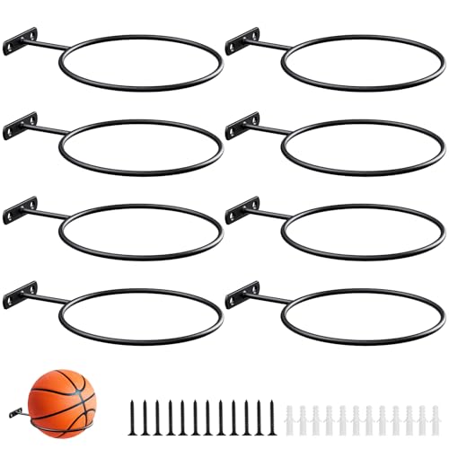 QTJUST 8 Pack 6in Metal Wall Mount Ball Holders for Basketball Football Soccer