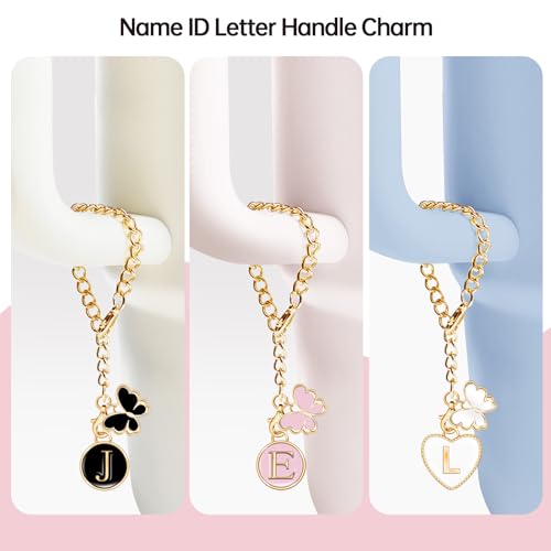Straw Topper and Letter Charm Set for 30 & 40 Oz Tumblers - Letter H