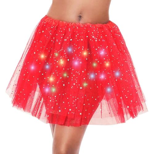 DRESBE Red One Size LED Glow Tutu Skirt for Women - Light Up Party Neon
