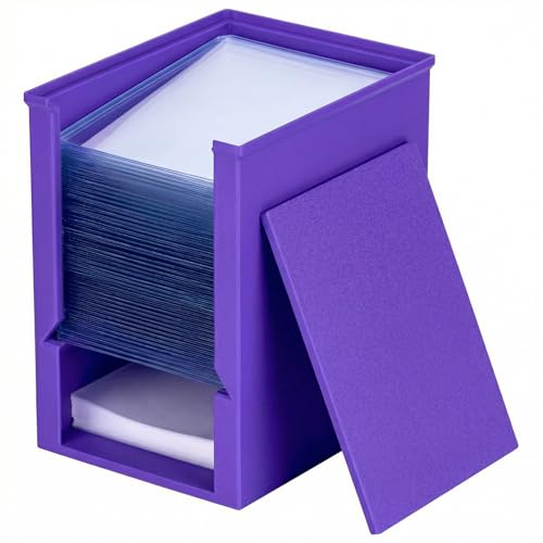 Purple Toploader Dispenser & Penny Sleeve Holder - Dual Compartment Card Organizer