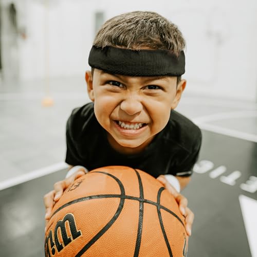 Kids Non-Slip Sweatband Headband - Lightweight Black for Sports