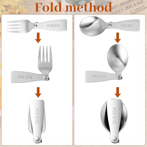 4-Piece Portable Stainless Steel Folding Utensil Set - Travel